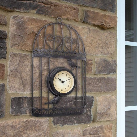 Other - New  Rustic Sparrow and Hearts Birdcage Clock